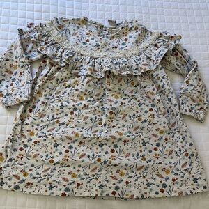 Cotton Floral Ruffle Long Sleeve Dress